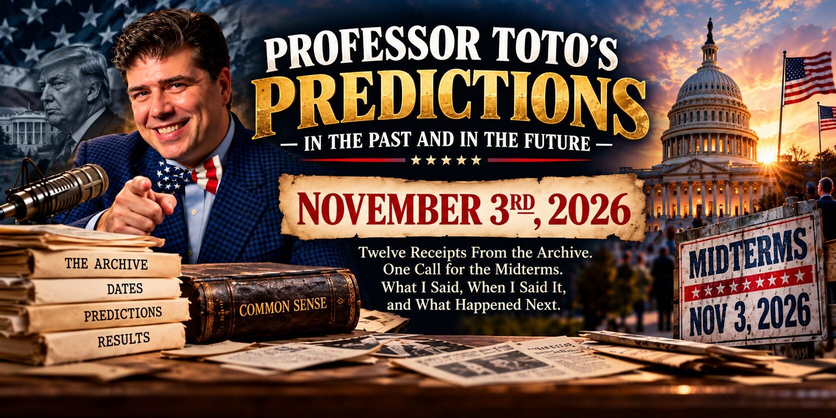 PROFESSOR TOTO’S PREDICTIONS — IN THE PAST AND IN THE FUTURE: NOVEMBER 3RD, 2026